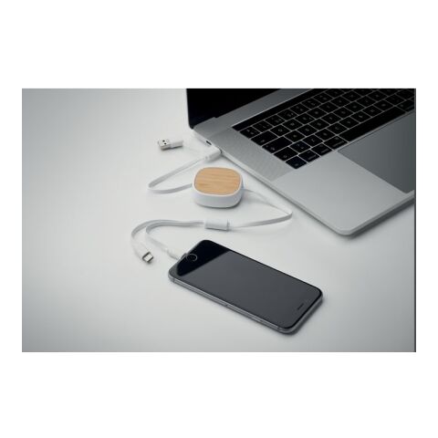 Einziehbares USB-Ladekabel weiß | ohne Werbeanbringung | Nicht verfügbar | Nicht verfügbar | Nicht verfügbar