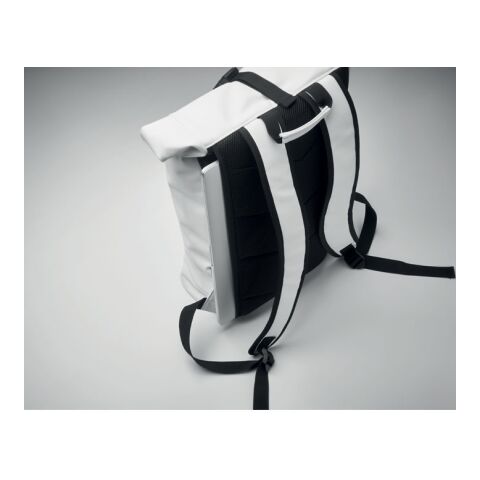 15" Rolltop-Rucksack PU weiß | ohne Werbeanbringung | Nicht verfügbar | Nicht verfügbar