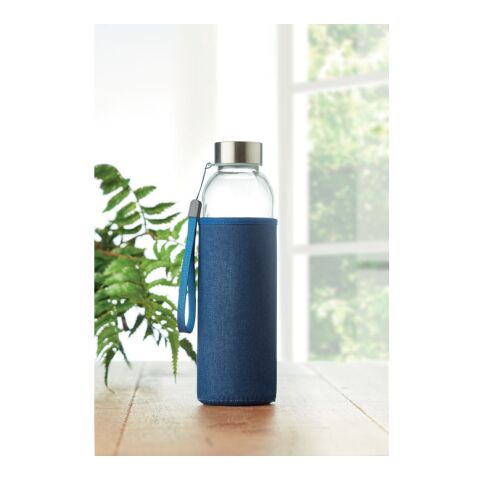 Trinkflasche Glas 500 ml im Denim-Look blau | ohne Werbeanbringung | Nicht verfügbar | Nicht verfügbar | Nicht verfügbar