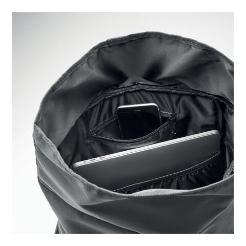 Rolltop-Rucksack 600D RPET schwarz | ohne Werbeanbringung | Nicht verfügbar | Nicht verfügbar | Nicht verfügbar