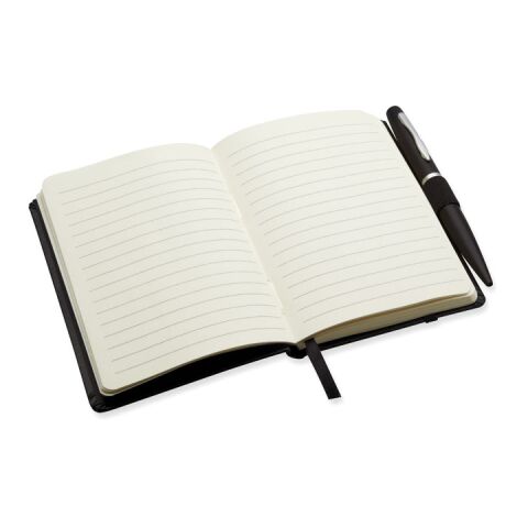 DIN A6 Notizbuch mit Kugelschreiber schwarz | ohne Werbeanbringung | Nicht verfügbar | Nicht verfügbar | Nicht verfügbar