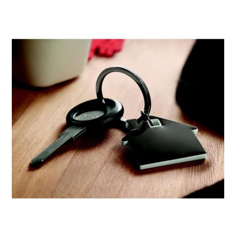 Schlüsselring Haus aus Edelstahl und Kunststoff weiß | ohne Werbeanbringung | Nicht verfügbar | Nicht verfügbar