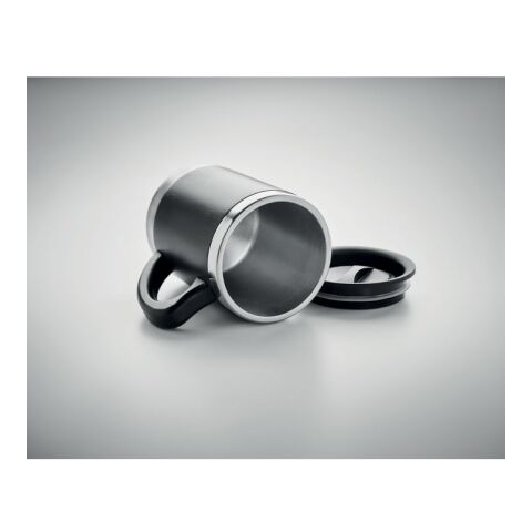 Doppelwandiger Trinkbecher mit Bambus-Finish 300 ml schwarz | ohne Werbeanbringung | Nicht verfügbar | Nicht verfügbar