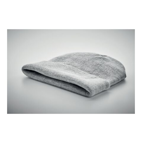 Beanie mit Umschlag RPET weiß/grau | ohne Werbeanbringung | Nicht verfügbar | Nicht verfügbar | Nicht verfügbar