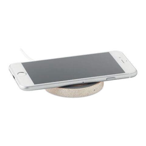 Induktive Ladestation aus Weizenstroh und ABS beige | ohne Werbeanbringung | Nicht verfügbar | Nicht verfügbar