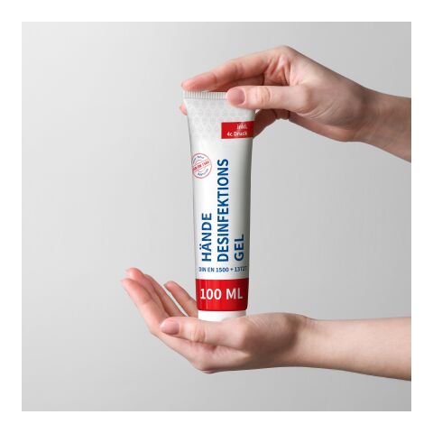 100 ml Tube - Hände-Desinfektionsgel Weiß | ohne Werbeanbringung