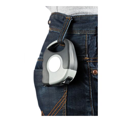 5m/19mm Maßband mit Karabinerhaken grau-schwarz | ohne Werbeanbringung | Nicht verfügbar | Nicht verfügbar