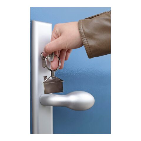 Schlüsselanhänger &#039;Villa&#039; aus Metall Silber | ohne Werbeanbringung | Nicht verfügbar | Nicht verfügbar