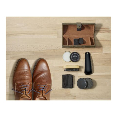 Schuhputzset &#039;Florence&#039; in Kunstleder-Rolle Braun | ohne Werbeanbringung | Nicht verfügbar | Nicht verfügbar