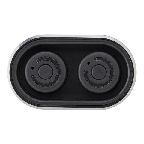 Powerbank &#039;Listen Up&#039; mit zwei Wireless Kopfhörern Schwarz | ohne Werbeanbringung | Nicht verfügbar | Nicht verfügbar