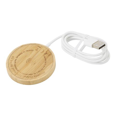 Wireless-Ladegerät aus Bambus inkl.  Kabel hellbraun | ohne Werbeanbringung | Nicht verfügbar | Nicht verfügbar