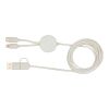 Chechia 150 cm 5-in-1 Kabel aus recyceltem Kunststoff für Datenübertragung und 27W Schnellladung mit Bambusdetails Standard | weiß | ohne Werbeanbringung | Nicht verfügbar | Nicht verfügbar
