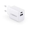 WEGENER. Ladegerät mit USB-A Anschluss 18W und USB-C 20W in Recyceltes ABS (100% rABS) Weiß | ohne Werbeanbringung | Nicht verfügbar | Nicht verfügbar | Nicht verfügbar