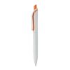 Kugelschreiber Modell Click Shadow - Hergestellt in Deutschland Weiss-Orange | 1-farbiger Tampondruck | in Verlängerung vom Clip | 40 mm x 8 mm | Nicht verfügbar