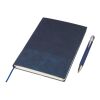 Recyceltes PU-Notizbuch (A5) und Kugelschreiber-Set Tarek Blau