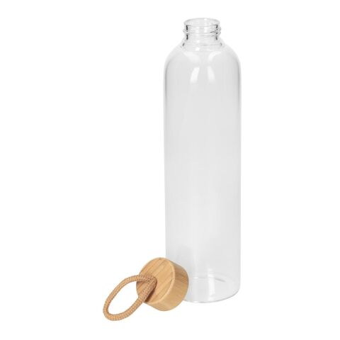 Glasflasche mit Hülle &quot;Bamboo&quot; 1,0 l transparent | ohne Werbeanbringung | Nicht verfügbar | Nicht verfügbar