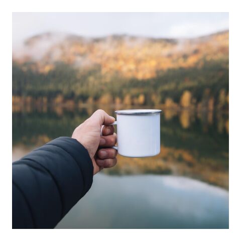 Emaille-Becher "Cozy" 300 ml, Subli weiß | ohne Werbeanbringung | Nicht verfügbar | Nicht verfügbar