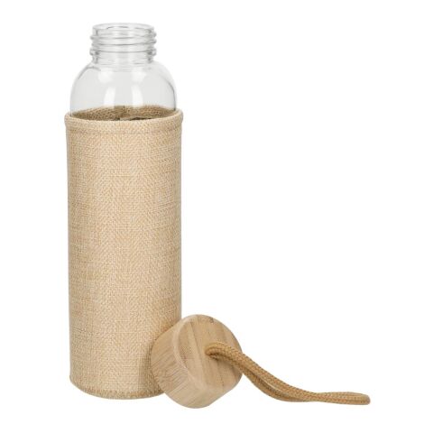 Glasflasche mit Hülle &quot;Natural&quot;, 0,5l transparent | ohne Werbeanbringung | Nicht verfügbar | Nicht verfügbar