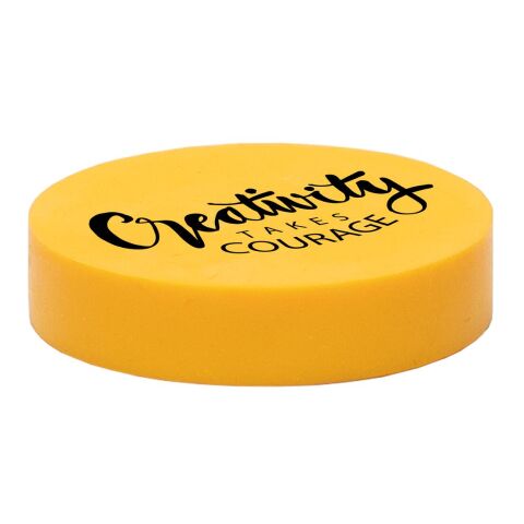 Radiergummi "Rund" standard gelb | 1-farbiger Tampondruck | Vorderseite mittig | Ø 30 mm