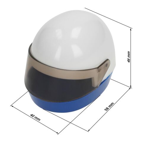 Bleistiftspitzer &quot;Helm&quot; weiß | 1-farbiger Tampondruck | seitlich am unteren Rand | 20 mm x 7 mm