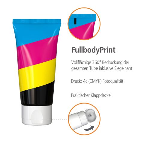 50 ml Tube - Handbalsam &quot;Ingwer-Limette&quot; - FullbodyPrint Weiß | ohne Werbeanbringung