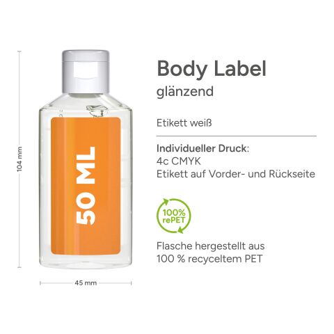 50 ml Flasche - Handreinigungsgel (alk.) Transparent | ohne Werbeanbringung