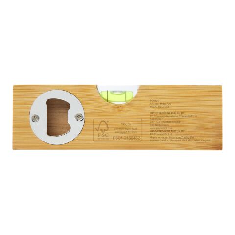 Flush Wasserwaage aus Bambus mit Flaschenöffner Standard | natur | ohne Werbeanbringung | Nicht verfügbar | Nicht verfügbar