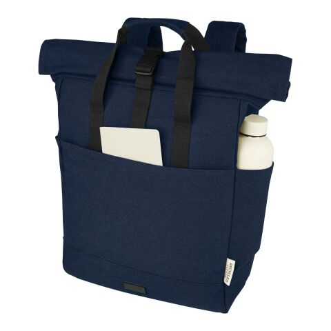 Joey 15&quot; GRS Rolltop Laptop-Rucksack aus recyceltem Canvas 15 L Standard | tiefes blau | ohne Werbeanbringung | Nicht verfügbar | Nicht verfügbar | Nicht verfügbar