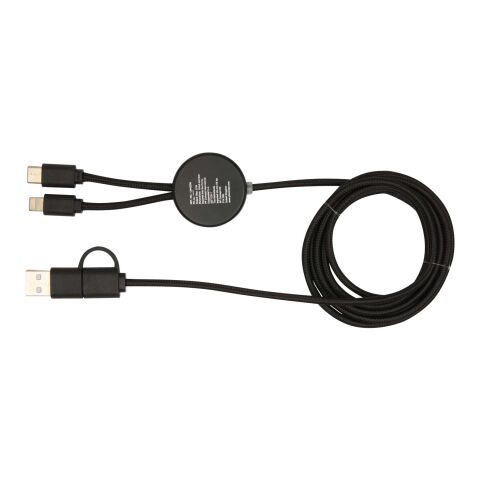 Chechia 150 cm 5-in-1 Kabel aus recyceltem Kunststoff für Datenübertragung und 27W Schnellladung mit Bambusdetails Standard | schwarz | ohne Werbeanbringung | Nicht verfügbar | Nicht verfügbar