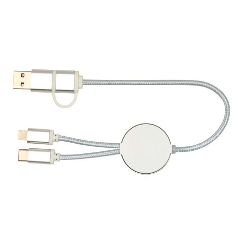Alasia 30 cm 5-in-1 Kabel aus recyceltem Kunststoff für Datenübertragung und 27W Schnellladung Standard | silber | ohne Werbeanbringung | Nicht verfügbar | Nicht verfügbar