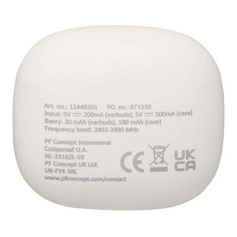 Alterf True Wireless Bluetooth® Headset aus recyceltem Kunststoff mit Silikon-Ohrstöpseln Standard | weiss | ohne Werbeanbringung | Nicht verfügbar | Nicht verfügbar