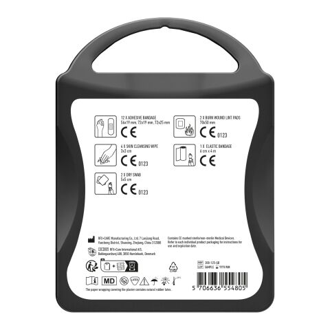 mykit, first aid, kit transparent schwarz | 1-farbiger Digitaler Aufkleber | Vorderseite | 90 mm x 127 mm