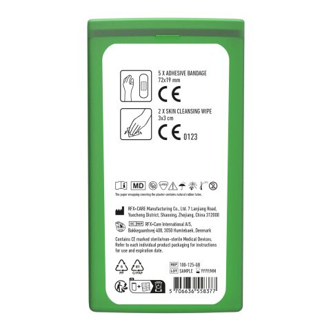 MiniKit Erste-Hilfe transparent grün | 1-farbiger Digitaler Aufkleber | Vorderseite | 39 mm x 82 mm