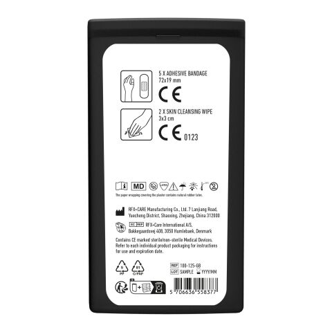 MiniKit Erste-Hilfe transparent schwarz | Nicht verfügbar | 1-farbiger Digitaler Aufkleber | Vorderseite | 39 mm x 82 mm