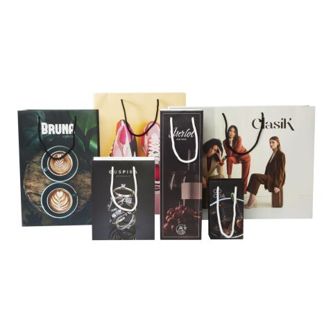 Handgefertigte 170 g/m² Integra-Papiertüte mit Kordelgriffen – XL weiß | 1-farbiger Lithografie | Gehäuse | 310 mm x 410 mm