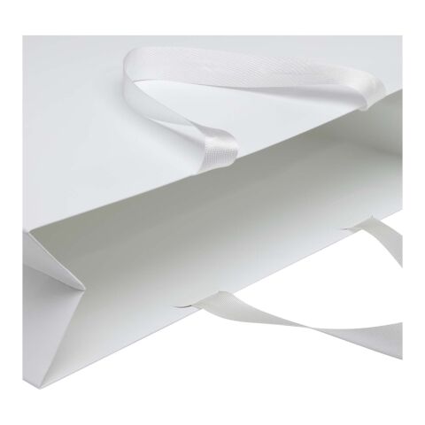Smartfold Papiertüte, 230 g/m², mit Bandgriffen und Glanzlaminierung – 42 x 12 x 35 cm weiß