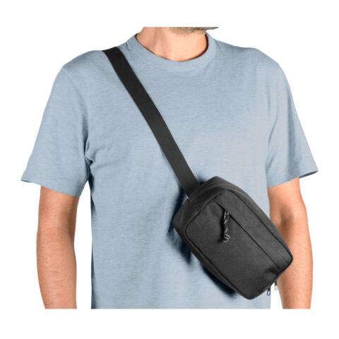 MYKONOS. Gürteltasche aus 600D recyceltem Polyester und Innenfutter aus 210D recyceltem Polyester Schwarz | ohne Werbeanbringung