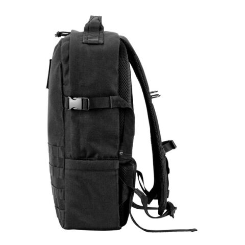 EDINBURGH BPACK. Rucksack im Militärstil aus 600D HD recyceltem Polyester und Innenfutter aus 210D recyceltem Polyester 17.3“ Schwarz | ohne Werbeanbringung
