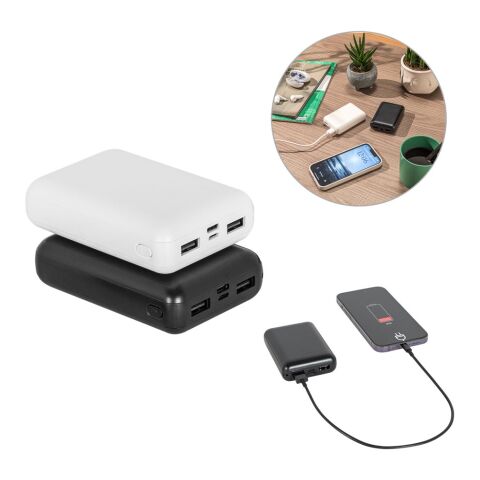 LEAKEY 10. Powerbank 10&#039;000 mAh aus recyceltem ABS (100% rABS) Schwarz | ohne Werbeanbringung