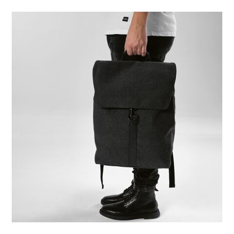 Prague 25L Rucksack, recy.Baumwolle. Hakenverschluss. Laptops bis 17&quot; Schwarz | ohne Werbeanbringung | Nicht verfügbar | Nicht verfügbar | Nicht verfügbar
