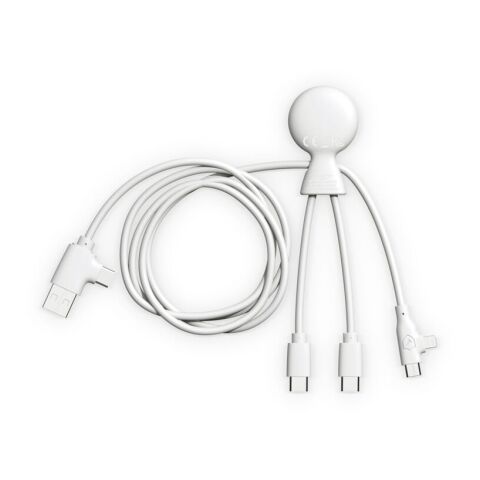 Xoopar Mr. Bio Long Multi-Kabel USB-C 1 Meter  Weiss | 1-farbiger Tampondruck | Seite 1 | Ø 23 mm