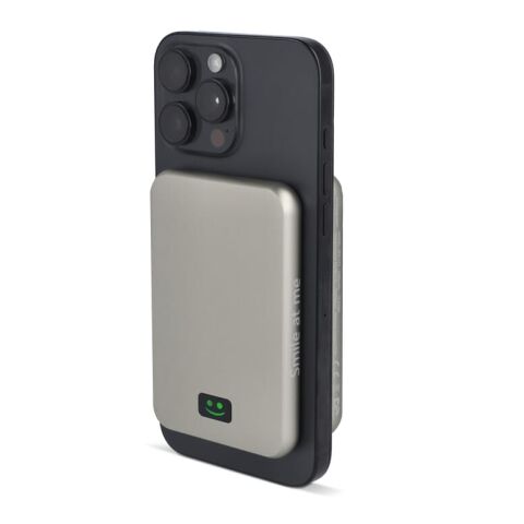 Xoopar Smile Wireless Mirror Powerbank Kompatibel mit MagSafe 5000mAh Hellgrau | ohne Werbeanbringung | Nicht verfügbar | Nicht verfügbar