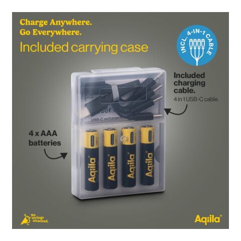 Aqiila Wiederaufladbare USB-C-Batterien AAA 600 mAh, 4er-Pack schwarz | ohne Werbeanbringung | Nicht verfügbar | Nicht verfügbar