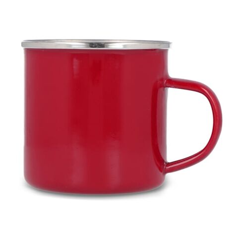 Emaille Becher 350ml Rot Weiß