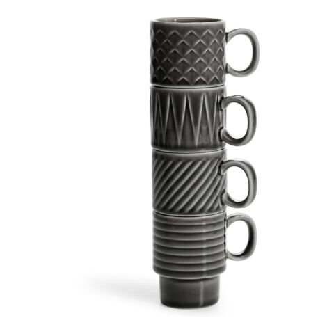 Sagaform Kaffee &amp; Mehr Espressotasse 4-tlg. 100ml Dunkelgrau | ohne Werbeanbringung