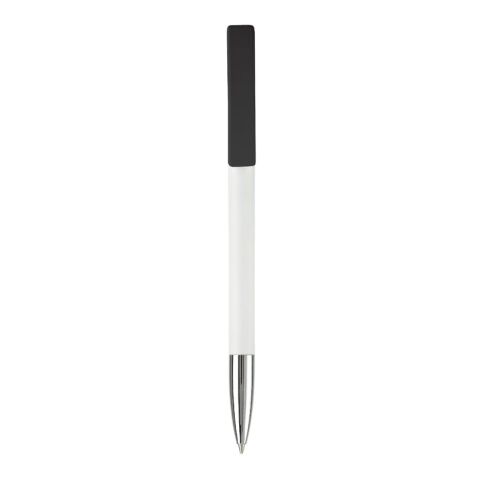 Kugelschreiber Nash Hardcolour mit Metallspitze Weiss-Schwarz | 1-farbiger Tampondruck | 270° vom Clip | 42 mm x 8 mm | Nicht verfügbar