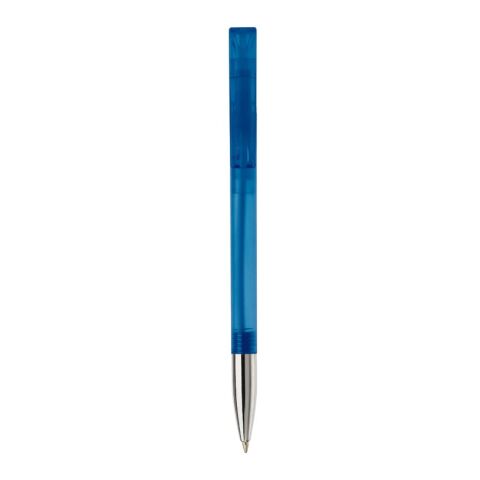 Kugelschreiber Nash Transparent mit Metallspitze Blau Weiss-Blau Weiss | 1-farbiger Tampondruck | Clip | 30 mm x 5 mm | Nicht verfügbar