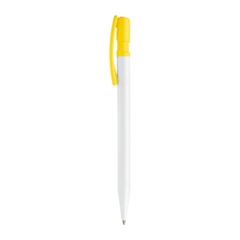 Kugelschreiber Nash Hardcolour Weiss-Gelb | 1-farbiger Tampondruck | Clip | 30 mm x 5 mm | Nicht verfügbar