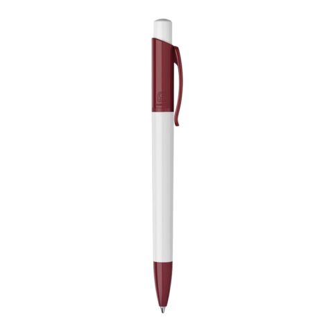 Kugelschreiber Kamal hardcolour Weiss-Dunkelrot | 1-farbiger Siebdruck | 180° vom Clip | 40 mm x 25 mm | Nicht verfügbar