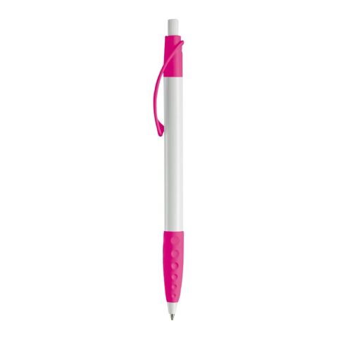 Kugelschreiber Cosmo Grip HC Weiss-Rosa | 1-farbiger Siebdruck | 90° vom Clip | 33 mm x 25 mm | Nicht verfügbar